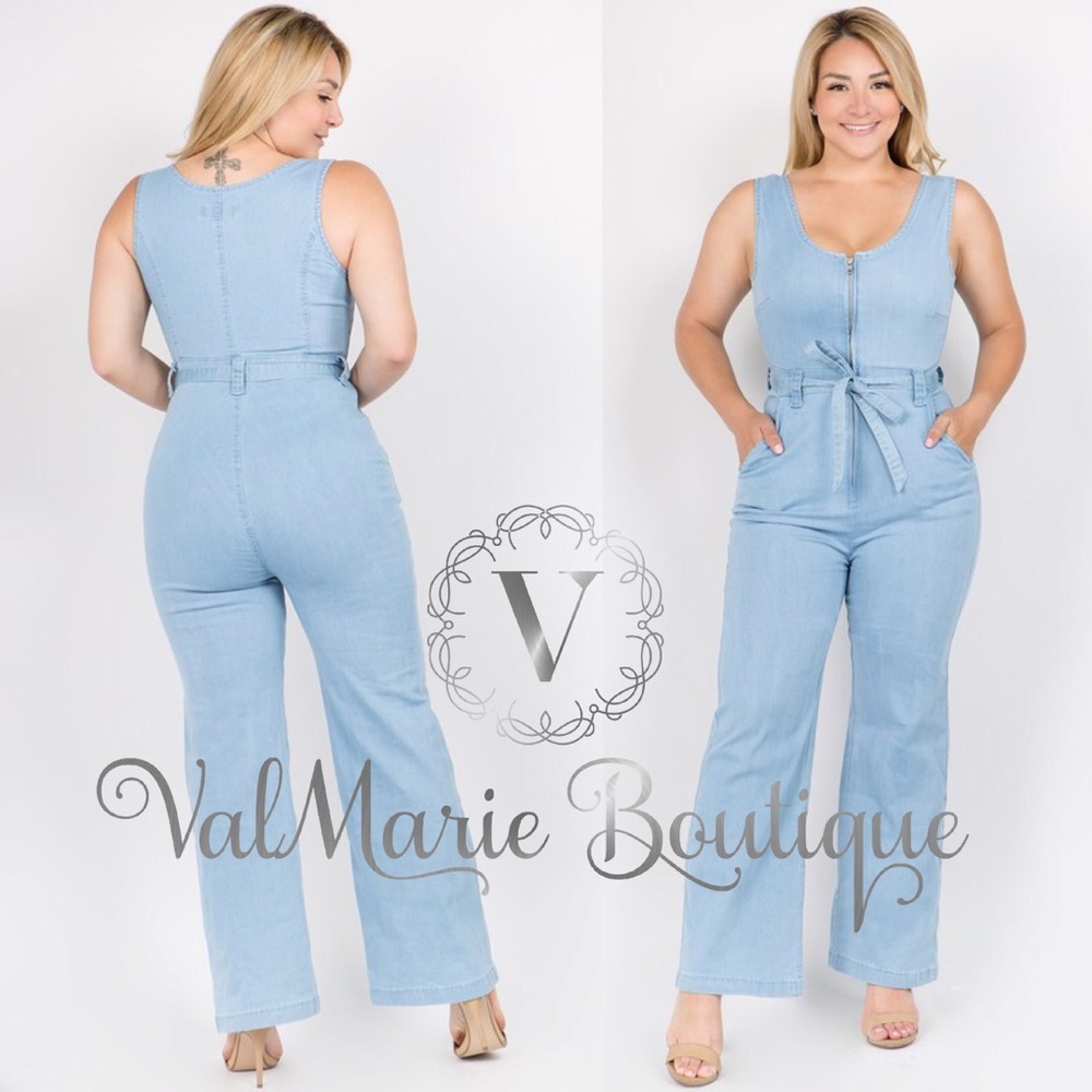 Light blue denim zip up Jumpsuit - Picture 6 of 6